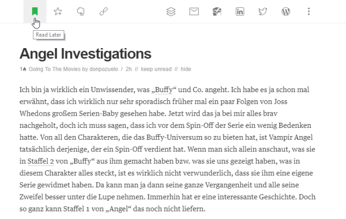 Artikel können einfach für später gespeichert werden