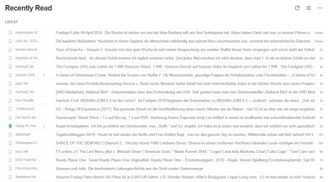Ein Einblick in meine abonnierten Feeds