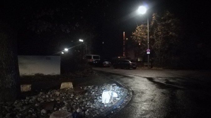 Den Schneeregen sieht man auf dem Foto leider nicht...