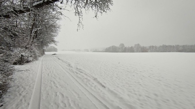 Heute mal durch den Schneesturm gelaufen