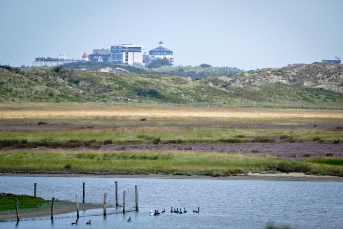 Man kann bis zu den Hotels von Cadzand-Bad schauen