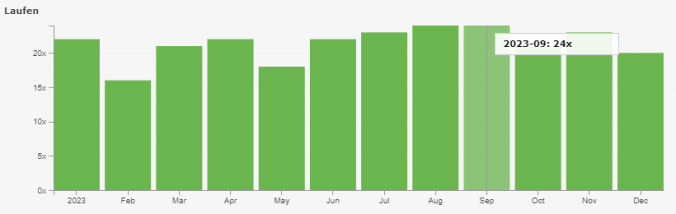 256 Läufe im Jahr 2023 (Quelle: RUNALYZE)