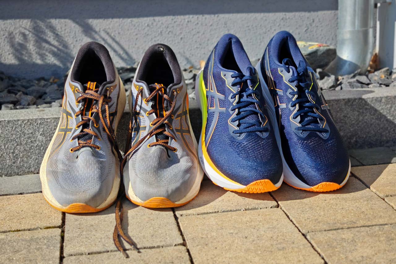 Ein altes und ein neues Paar Laufschuhe (Asics Gel-Jadeite 2 & 3)