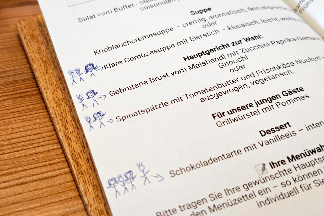 Morgens wurde, teils auf kreative Art und Weise, das Essen gewählt