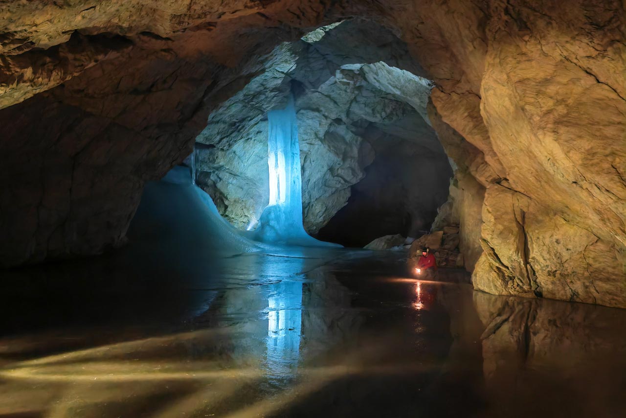 Ganz hinten geht es in den nicht ausgebauten Teil der Höhle (über 40 km Höhle warten dort noch!)