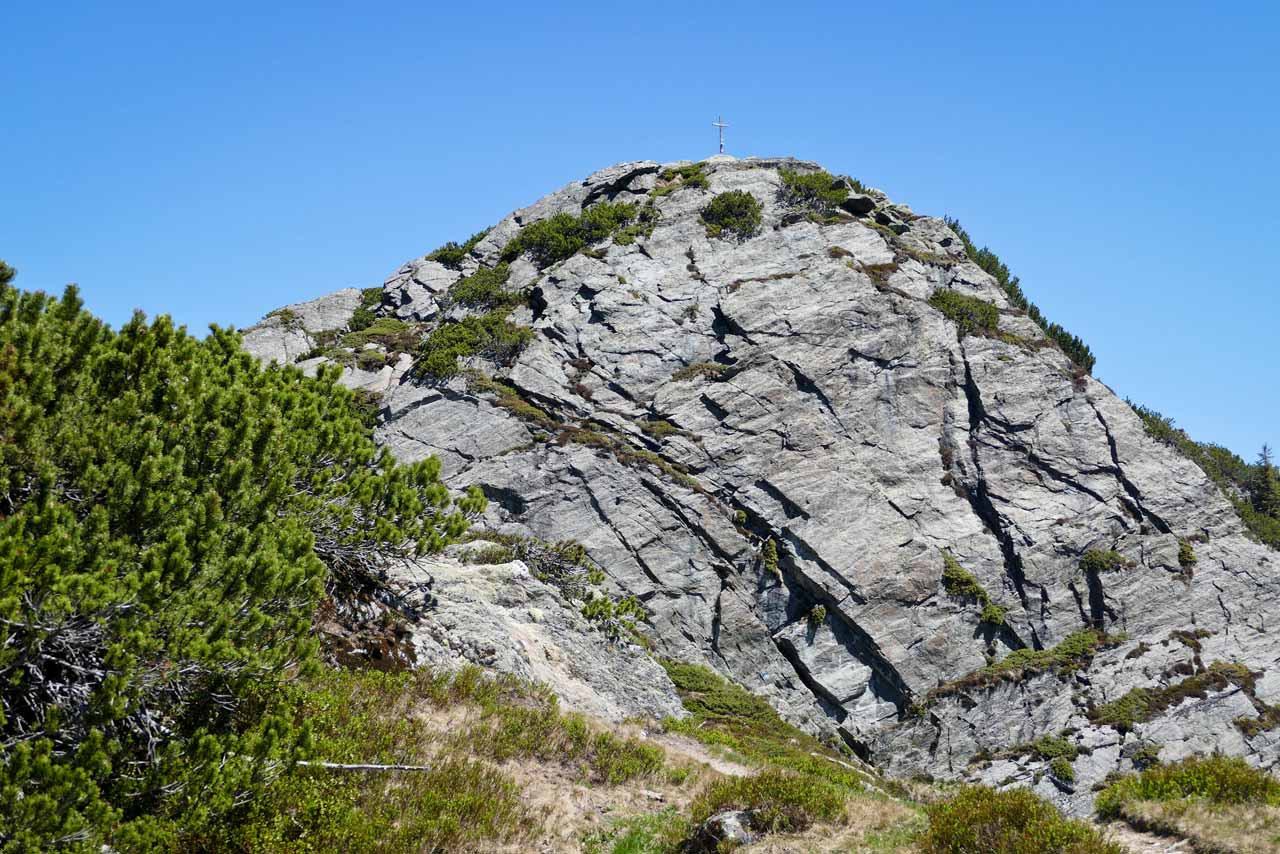 Ein Blick zurück zum Gipfel des Saukarfunktel