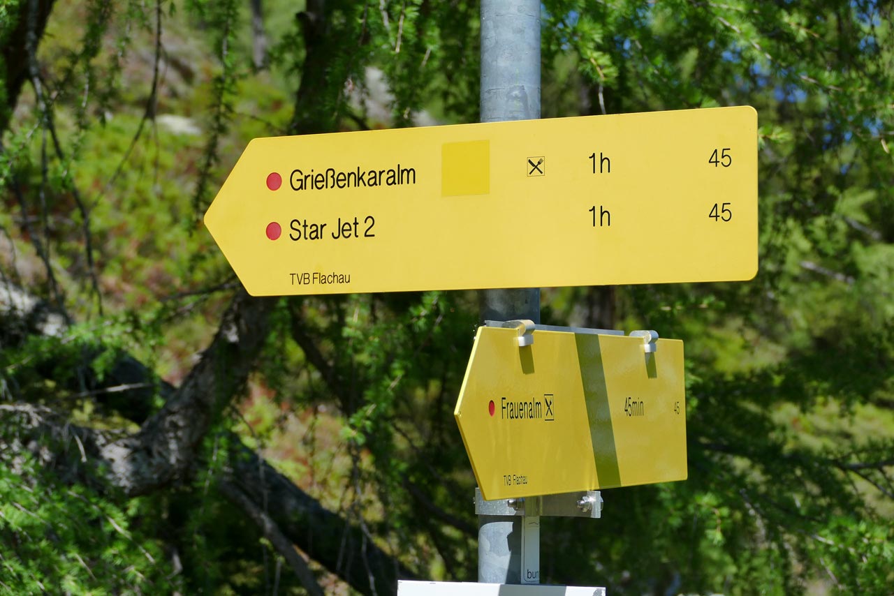 Eines der vielen Wanderschilder; dank GPX-Track haben wir immer den Weg gefunden