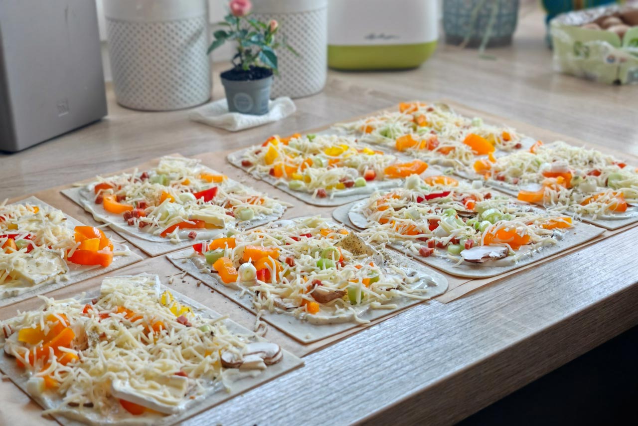 Die Flammkuchen-Produktionsstraße