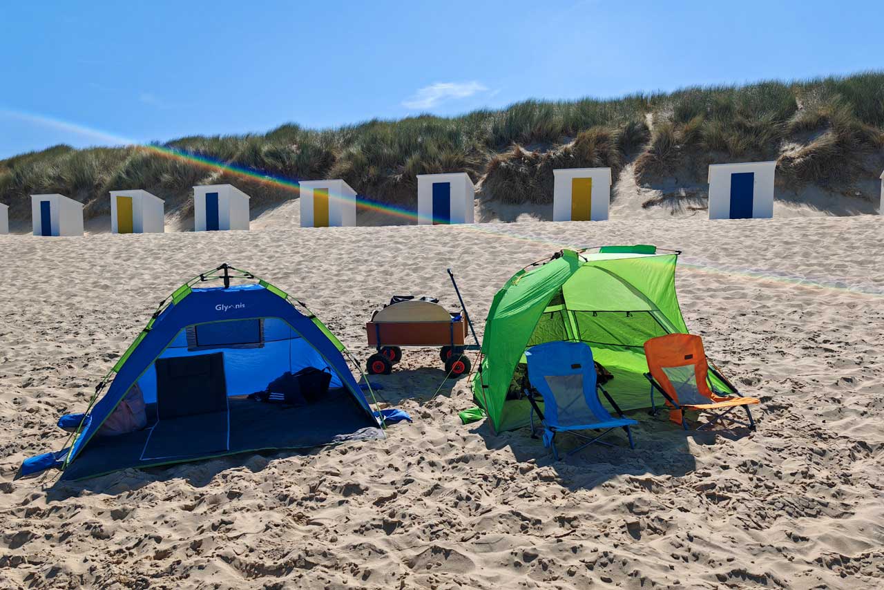 Unser aufgebautes Basislager für die Strandtage