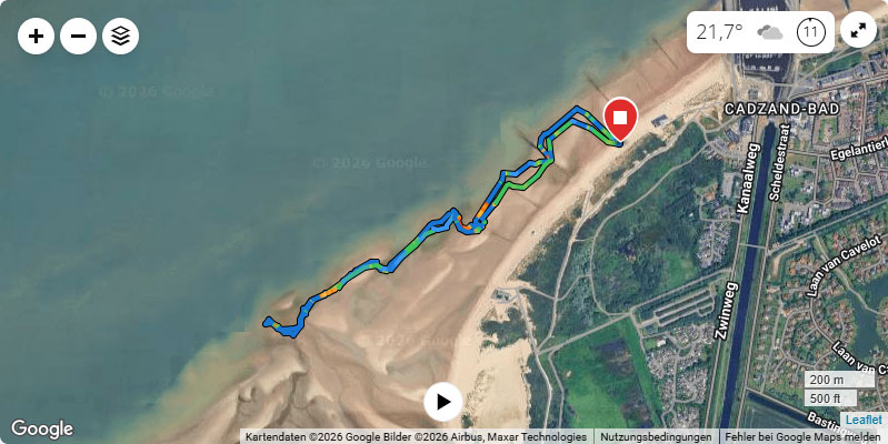 Unser täglicher Strandspaziergang (via Garmin)