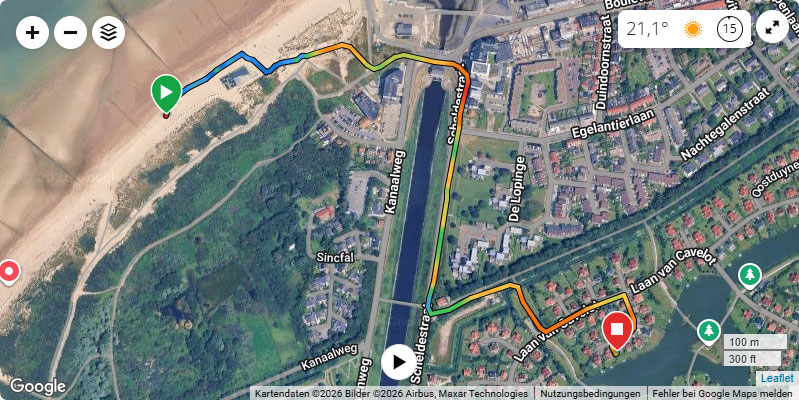 Unser täglicher Weg zurück ins Feriendorf (via Garmin)